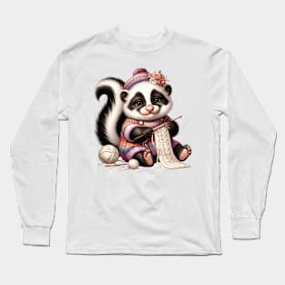 Raccoon Knitting A Sweater Long Sleeve T-Shirt